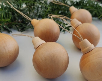 Christmas wooden ball Ornament set (6)/wood Christmas Tree Ornament/Christmas Tree/Holiday Deco/scandinavian christmas/sustainable christmas