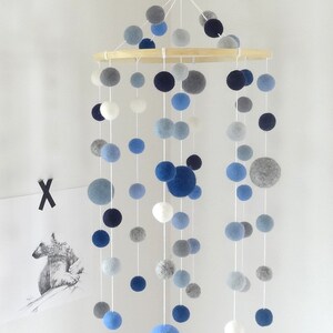 Mobile Pour Bebe Nuance De Bleu Jaune Moutarde Blanc Boules De Etsy Canada
