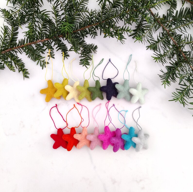 Christmas Stars Ornaments/Rainbow Christmas Tree Ornament/Star Ornament/Christmas Tree/Holiday Decoration/Felted Star/childproof ornament image 4