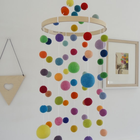 Baby Mobile Multicolour Nursery Mobile Ceiling Mobile Rainbow Etsy