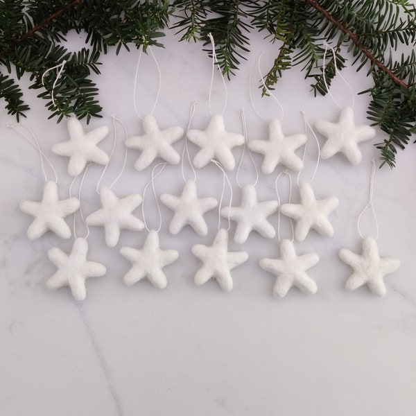 Christmas Stars Ornaments/White Christmas Tree Ornament/Star Ornament/Christmas Tree/Holiday Decoration/Felted Star/childproof ornament