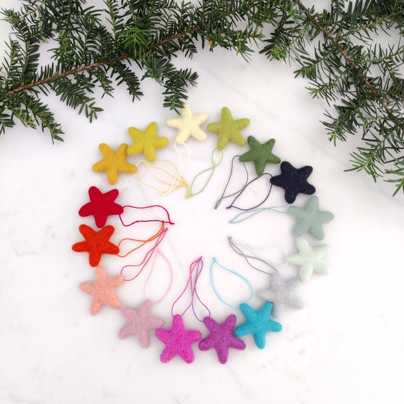 Christmas Stars Ornaments/Rainbow Christmas Tree Ornament/Star Ornament/Christmas Tree/Holiday Decoration/Felted Star/childproof ornament image 1
