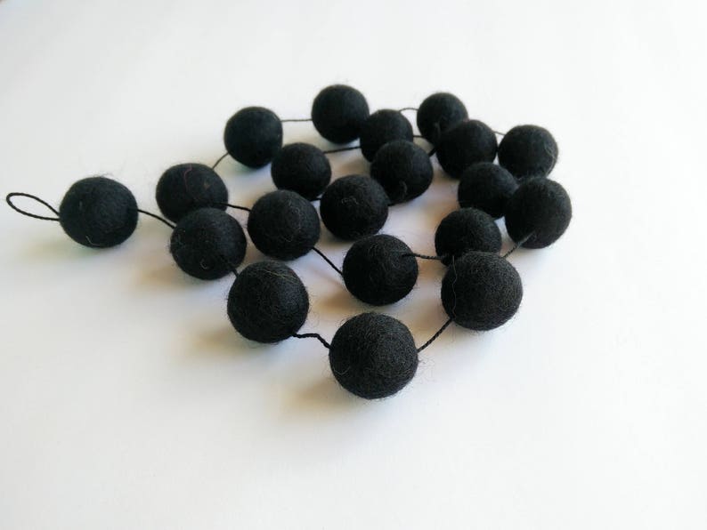 Black halloween Felt balls garland/Pompom garland/Modern halloween/black halloween/Monochrome/scandinavian/Kids room/playroom/made in canada image 4