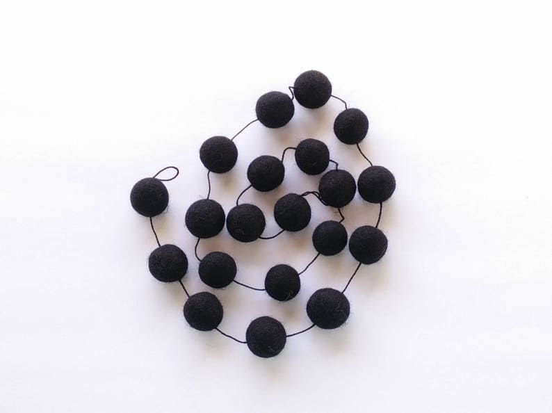 Black halloween Felt balls garland/Pompom garland/Modern halloween/black halloween/Monochrome/scandinavian/Kids room/playroom/made in canada image 5