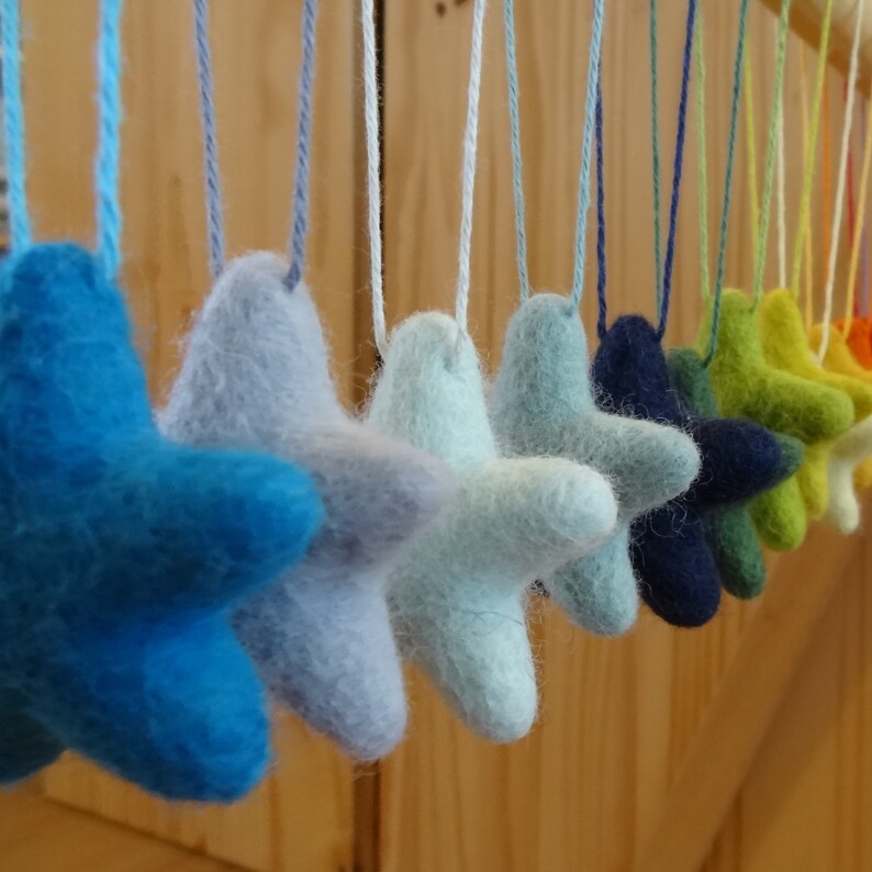 Christmas Stars Ornaments/Rainbow Christmas Tree Ornament/Star Ornament/Christmas Tree/Holiday Decoration/Felted Star/childproof ornament image 7