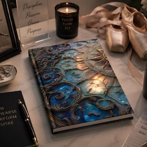 Stained Glass Compass Hardcover Journal | Nautical Celestial Map Notebook
