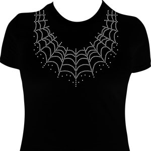 Happy Halloween Spider Web Collar Bling Shirt, Halloween Bling Shirt, Halloween Spider Web Shirt, Happy Halloween Bling Shirt, Bling Tshirt
