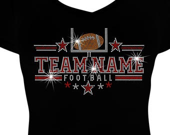 Football Shirt - Endzone (Team Name) Football Shirt, Rhinestone Bling Tee, Sporty Girl Style, Perfect Gift for Football Fans