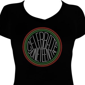 Juneteenth Circle Bling Shirt | Celebrate Freedom Rhinestone Tee | Juneteenth Celebration Apparel | Black History Month Shirt