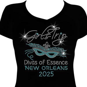 Girls Trip  Divas of Essence New Orleans (any year) Bling Shirt, Girls Trip Bling Shirt, Shirt, New Orleans Girls Trip Shirt