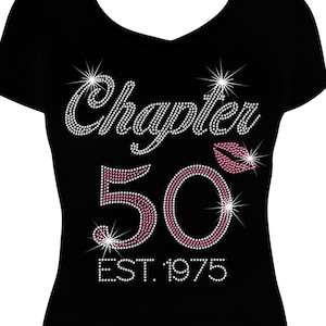 Chapter 50 Est. 1975 Bling Birthday Shirt, 50th Birthday Bling Shirt, Birthday Shirt, Rhinestone Bling Shirt, 50 Birthday Shirt