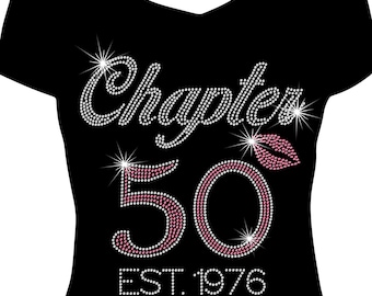 50th Birthday Rhinestone Shirt, Chapter 50 Est. 1976