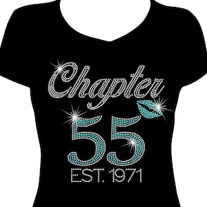 55th Birthday Rhinestone Shirt, Chapter 55, Est. 1971