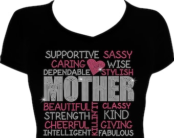 Mother Bling Rhinestone Shirt, Mom Bling Shirt, Mother's Day Rhinestone Shirt, Shirt for Women, Ladies Shirts, Mother's Day Bling Shirt