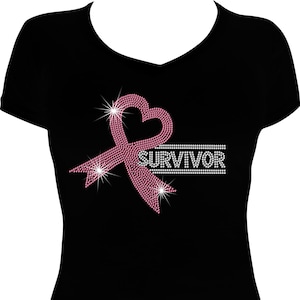 Survivor Cancer Bling Shirt, Cancer Bling Shirt, Bling Shirt, Cancer Shirt Women, Rhinestone Bling Shirt, Cancer Shirt