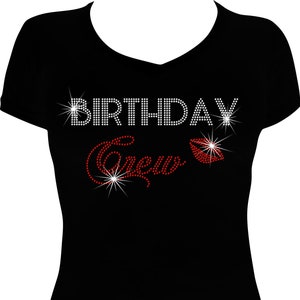 Birthday Crew Lips Bling Shirt, Birthday Bling Shirt, Rhinestone Bling Shirt, Rhinestone Birthday Shirt, Bling Shirt