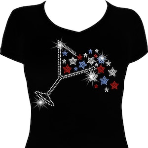 Martini Stars Bling Shirt, 4th of July Bling Shirt, July 4th Bling Shirt, 4th of July Bling Shirt, July 4th Shirt Bild 1