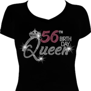 Camisa de cumpleaños número 56 con brillos, camisa de cumpleaños con brillos, camisa de cumpleaños con diamantes de imitación, camisa de cumpleaños número 56, camisa de cumpleaños número 56, camisa de cumpleaños número 56