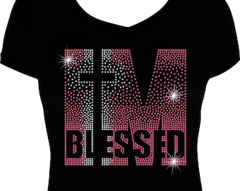Im Blessed Bling Shirt, Diva Rhinestone Shirt, Rhinestone Bling Shirt, Diva Shirt for Women, Ladies Bling Shirts