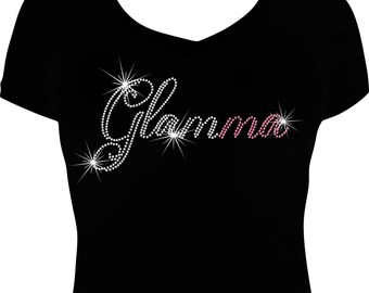 Rhinestone Glamma Shirt |  bling glamma shirt women sparkle tee grandma shirt rhinestone tee for grandma sparkle glamma shirt