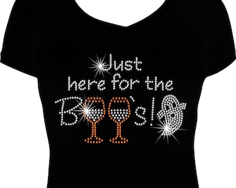 Just Here for the Boos halloween Rhinestone Shirt, Halloween Bling Tee, Sparkly Ghost Halloween Shirt, Fall ghost bling Halloween shirt