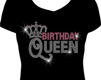 rhinestone crown birthday queen shirt bling birthday shirt women rhinestone birthday outfit shirt birthday queen bling birthday shirt
