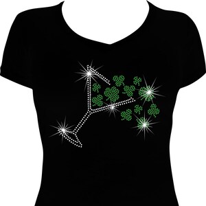 Camisa con trébol y martini para el Día de San Patricio, camisa para el Día de San Patricio, camisa con brillo para el Día de San Patricio, camisa con diamantes de imitación para el Día de San Patricio imagen 1