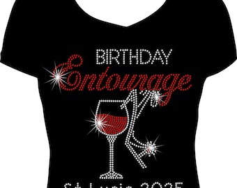 rhinestone birthday entourage wine shirt bling wine birthday tee sparkle birthday trip shirt birthday entourage bling birthday group shirt