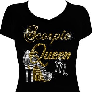 Scorpio Queen Shoes Bling Shirt, Rhinestone Shirt, Bling Shirt, Zodiac Shirt, Scorpio Shirt, Astrological Sign Shirt, Scorpio Zodiac Shirt