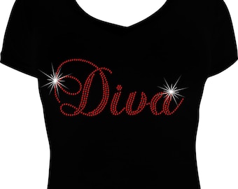 Diva Bling Shirt, Diva Rhinestone Shirt, Rhinestone Bling Shirt, Diva Shirt for Women, Ladies Bling Shirts