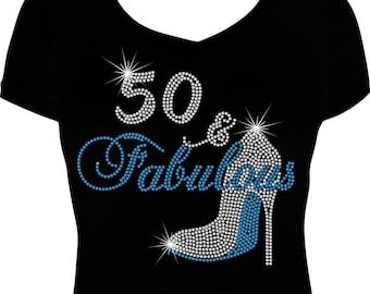 50 & Fabulous Rhinestone Birthday Shirt, Shoe Bling