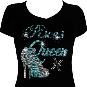 Pisces Queen Shoes Bling Shirt, Birthday Shirt, Rhinestone Shirt, Zodiac Shirt, Pisces Zodiac Shirt, Astrological Sign Shirt, Pisces Sign