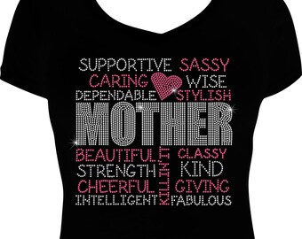 Mother Bling Rhinestone Shirt, Mom Bling Shirt, Mothers Day Rhinestone Shirt, Shirt for Women, Ladies Shirts, Mothers Day Bling Shirt