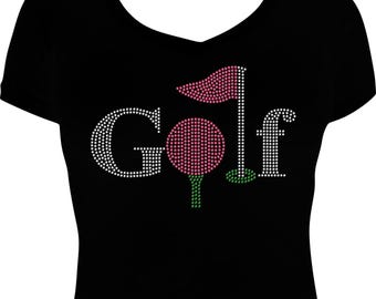 Golf Bling Shirt, Golfing Shirt, Golf Shirt, Golf Bling Shirt, Golf T-Shirt, Golfing T-Shirt, Golf Gift, Rhinestone Shirt, Bling Shirt