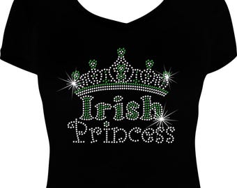St. Patricks Day Irish Princess Bling Shirt, St. Paddys Day Bling Shirt, Bling Shirt St. Patrick’s Day, Rhinestone Shirt St. Patrick’s Day