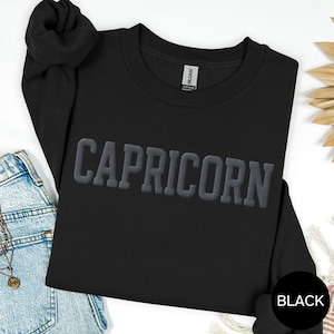 Sudadera negra con estampado de Capricornio / Camiseta del zodiaco, Camiseta de cumpleaños, Camiseta personalizada del horóscopo para la temporada de Capricornio, Regalo de astrología