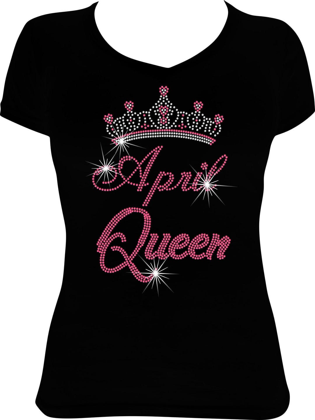 April Queen Crown Bling Shirt, Birthday Bling, Birthday Shirt ...