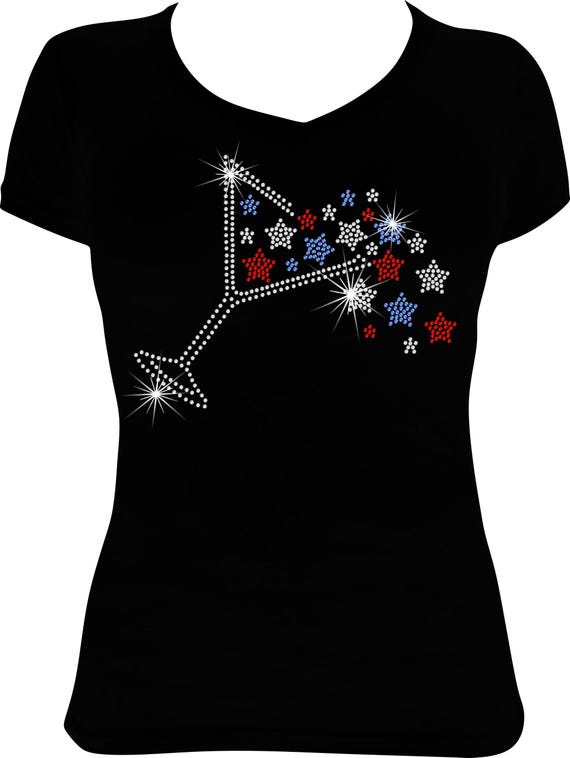 Martini Stars Bling Shirt, 4th of July Bling Shirt, July 4th Bling Shirt, 4th of July Bling Shirt, July 4th Shirt