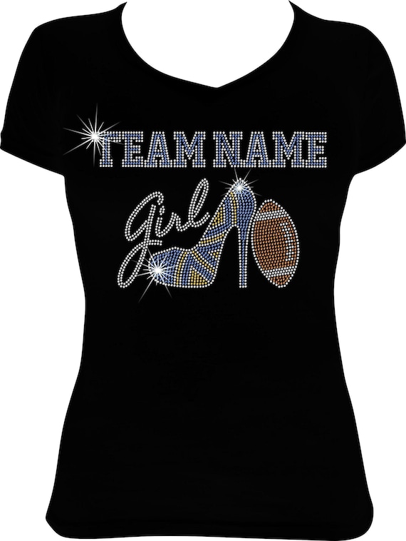 Team Name Girl Bling Shirt, Football Bling Shirt, Rhinestone Shirt, Bling Football Shirt, Football Girl Shirt, Football Bling Shirt