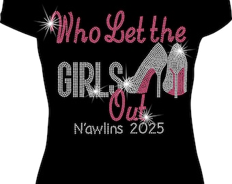 who let the girls out 2 heels t-shirt girls getaway rhinestone tee bling destination trip shirt custom girls trip shirt bling girls vacation