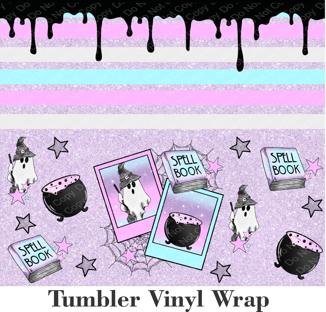 Spell Book Ghost Seamless Tumbler Wrap Vinyl Tumbler Wrap Etsy