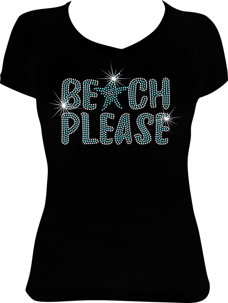 Beach Please Bling Shirt Rhinestone Bling Shirt Girls Etsy