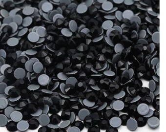 Black Jet Hot Fix 3mm 4mm 5mm Rhinestones, Iron-On Glass Rhinestones, Hot Fix Crystals, Bling Rhinestones, Hotfix Bulk Bling Rhinestones