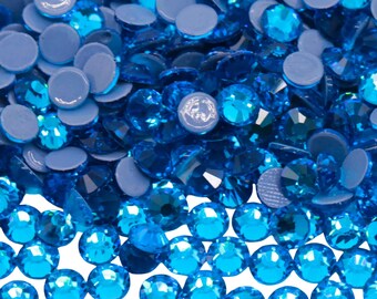 Capri Blue 3mm (10ss) Hotfix Rhinestones, 50 Gross Bag, Iron-On Glass Rhinestones, Hot Fix Crystals, Bling Rhinestones, Hotfix Rhinestones