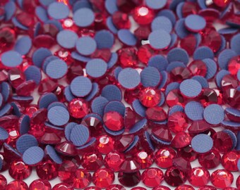 Red Lt. Siam Hot Fix 3mm 4mm 5mm Rhinestones, Iron-On Glass Rhinestones, Hot Fix Crystals, Bling Rhinestones, Hotfix Bulk Bling Rhinestones