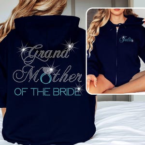 grandmother of the bride rhinestone jacket team bride zip up rhinestone hoodie wedding day bling hoodie bridesmaid bling jacket matching
