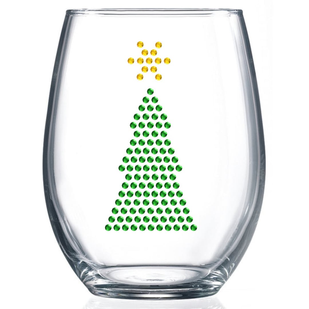 Merry Christmas Rhinestone Wine Glass