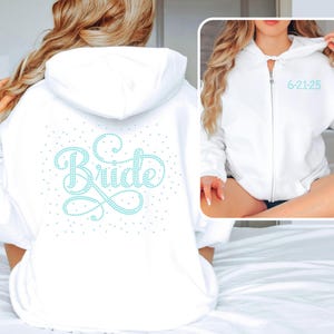 Bride Rhinestone Jacket bride hoodie rhinestone zip up custom bling wedding date bridal zip hoodie getting ready bachelorette bling jacket