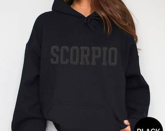 BLACK Scorpio Puff Print Sweatshirt | Zodiac Birthday T-Shirt | Custom Horoscope Hoodie for Astrology Lovers