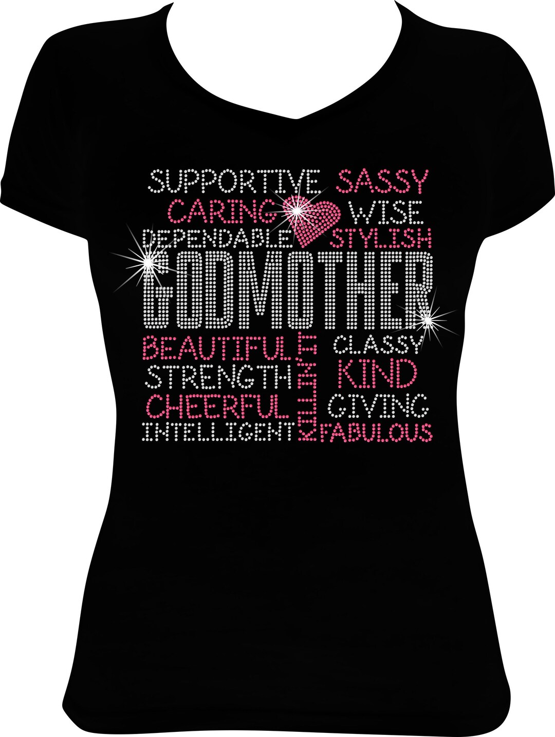 Godmother Bling Rhinestone Shirt, God Mom Shirt, Mother's Day Rhinestone Shirt, Shirt for Women
